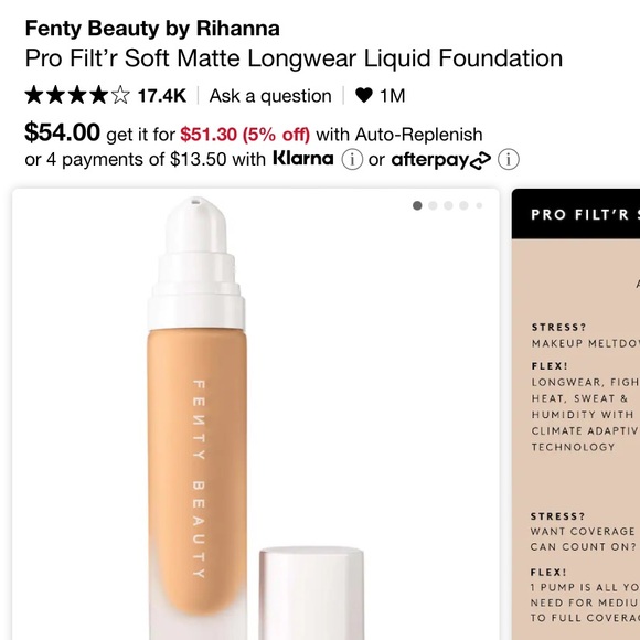 Fenty Beauty by Rihanna Pro Filt’r Soft Matte Longwear Liquid Foundation - Picture 5 of 5